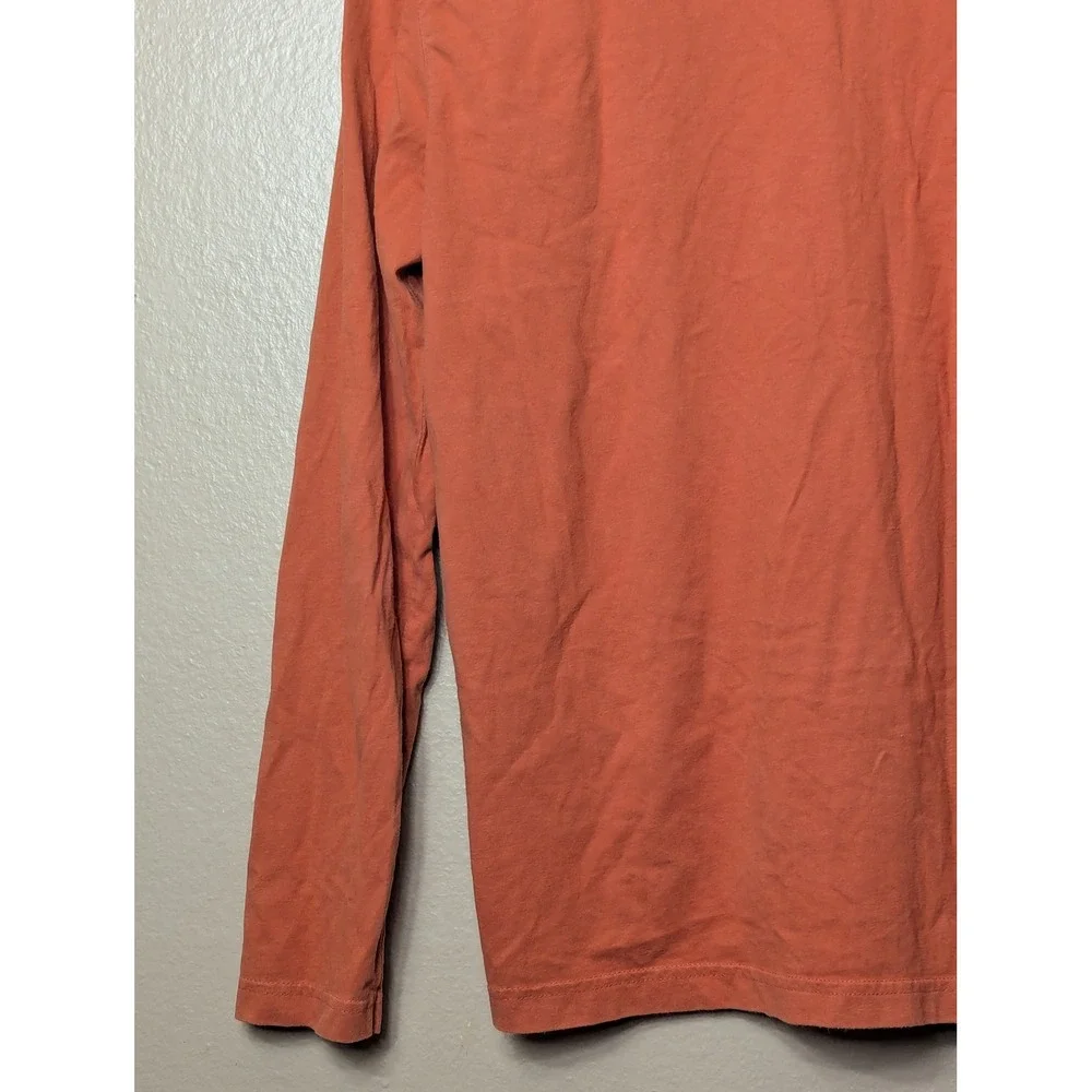 Banana Republic Polo Shirt Mens M Orange Long Sleeve V-Neck Cotton Chest Pocket